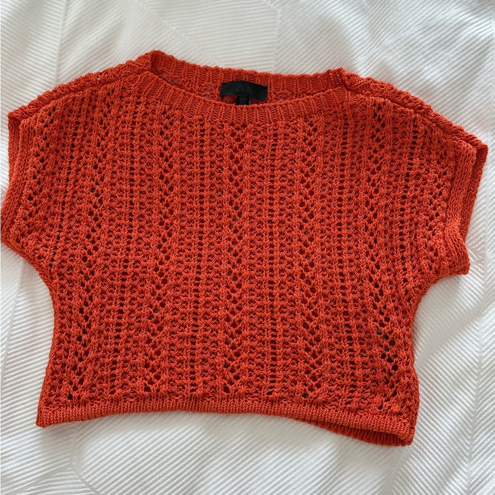 Zara Vibrant Orange Knit Top